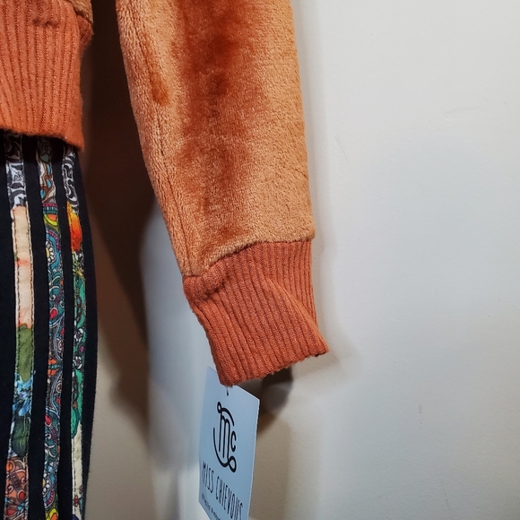 Miss Chevious Brown Long Sleeve Quarter Zip Collar Rib Accents Size Large - Picture 3 of 7